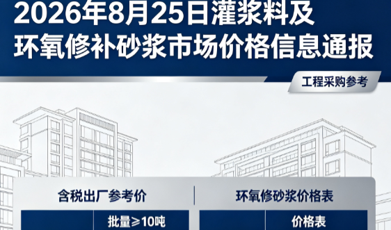 灵石2026年8月25日灌浆料及环氧修补砂浆市场价格信息通报